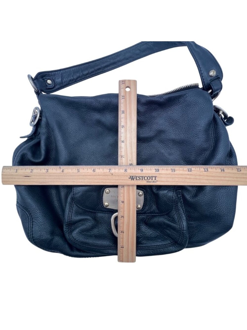 Michael Kors Soft Black Leather Shoulder Bag Purse Gold Tone Hardware 14"x12"x4" - Picture 12 of 15